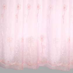 Органза тюль вишивкою квітами великими, облямівка, рожева, ш.280