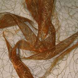 Органза тюль з вишивкою павутинка, коричнева, ш.280