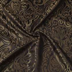 Атлас жакард 2-х-стор. для штор завитки густі модерн коричневий темний, ш.280
