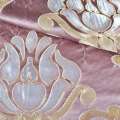 Атлас жакард для штор королівський вензель троянда сріблясто-золотистий на фрезовому тлі, ш.280