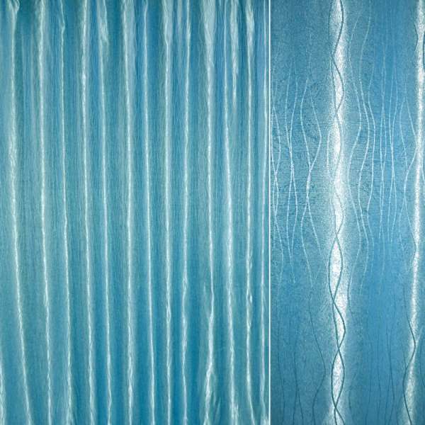 Атлас жакард для штор хвилі блакитний, ш.280