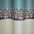 Софт блекаут смуги орнамент бирюзово-баклажановий на піщаному світлому тлі, ш.280