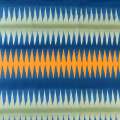 Хлопок искусственный интерьерный полоска-зигзаг синя, зеленая, оранжевая, ш.150