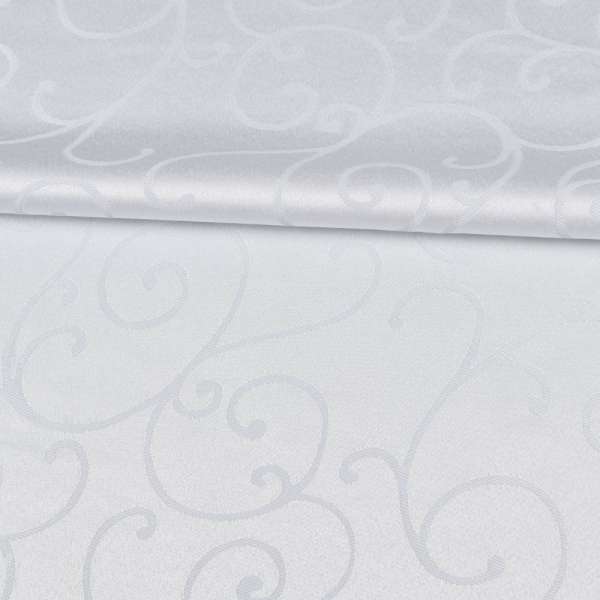 Жаккард скатертный завитки белый, ш.320