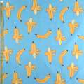 Бязь набивная голубая с желтыми бананами, ш.220