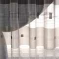 Вуаль тюль жаккард полоски, квадратики коричневые, белая, ш.150