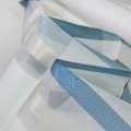 Вуаль тюль жаккард полосы атласные серо-синие, молочная, ш.150