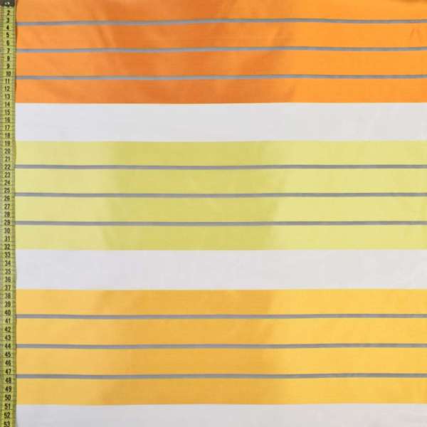 Вуаль тюль жаккард полоски атласные оранжево-желтые, белая, ш.150