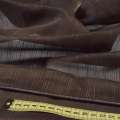 Вуаль тюль шифон полоски ниточные густые, коричневая с утяжелителем, ш.300