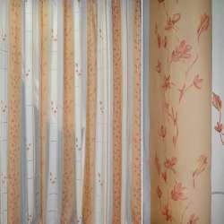 Полуорганза деворе тюль полосы с цветами персиковые, кремовые, молочная, ш.295
