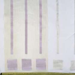 Органза деворе тюль полосы молочные, серые и баклажановые, белая, ш.290