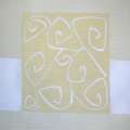 Органза деворе тюль полосы, квадраты с орнаментом, лимонная, ш.140