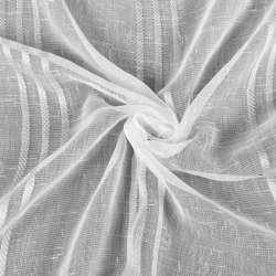 Лен гардинный полоски тройные белые, штрихи бежевые, белый без утяжелителя, ш.300