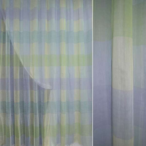 Полуорганза тюль жатая квадраты голубые, зеленые, сиреневые, ш.290