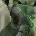 Органза фукра тюль двойная полосы с цветами зеленая, ш.150