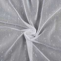 Микросетка сетка штрихи уплотненные, белая с утяжелителем, ш.260