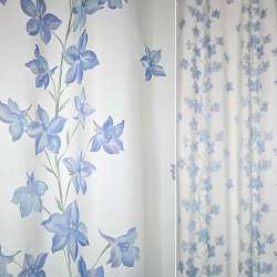 Деворе для штор цветы высокие голубые на молочном фоне, ш.140