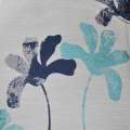 Жаккард для штор цветы бирюзово-синие на молочном фоне, ш.280