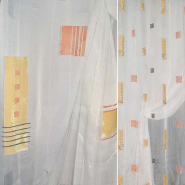 Вуаль деворе квадраты, прямоугольники желтые, оранжевые, молочная, ш.150