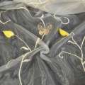 Органза тюль вышивка бабочки с нашитые розы желтые, молочный ш.270