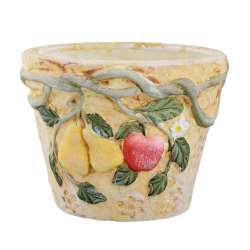 Кашпо кераміка з фруктами 9,5х12x12см вн. 9х10х10см бежеве