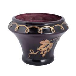 Кашпо в античному стилі кераміка з виноградом золотистим 13,5х19х19см вн. 12,5х12х12см чорне