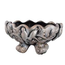 Кашпо в античном стиле керамика чаша с птицами на ножках 13х26х20см вн. 9.5х19,5х15,5см под бронзу