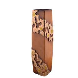 Ваза для підлоги кераміка під дерево з золотистим спіральним малюнком 62 см коричнево-руда