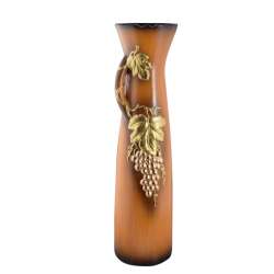 Ваза для підлоги кераміка з ручкою золотистим виноградом 71 см коричнево-руда