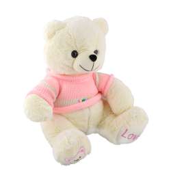 М'яка іграшка ведмедик в рожевій кофтинці 40 см білий