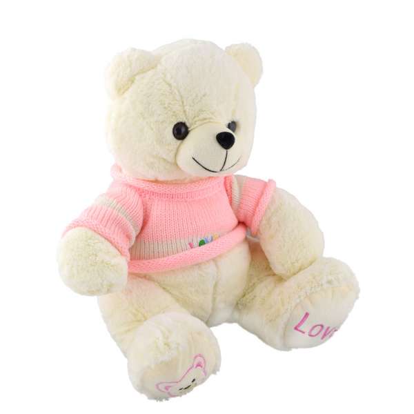М'яка іграшка ведмедик в рожевій кофтинці 40 см білий