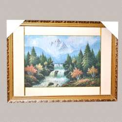 Картина гобелен под стеклом 58х78см (гобелен 36х54) горы водопад