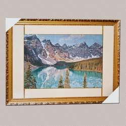 Картина гобелен под стеклом 58х78см (гобелен 36х54) горы река