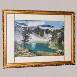 Картина гобелен под стеклом 58х78см (гобелен 36х54) горная река сосны