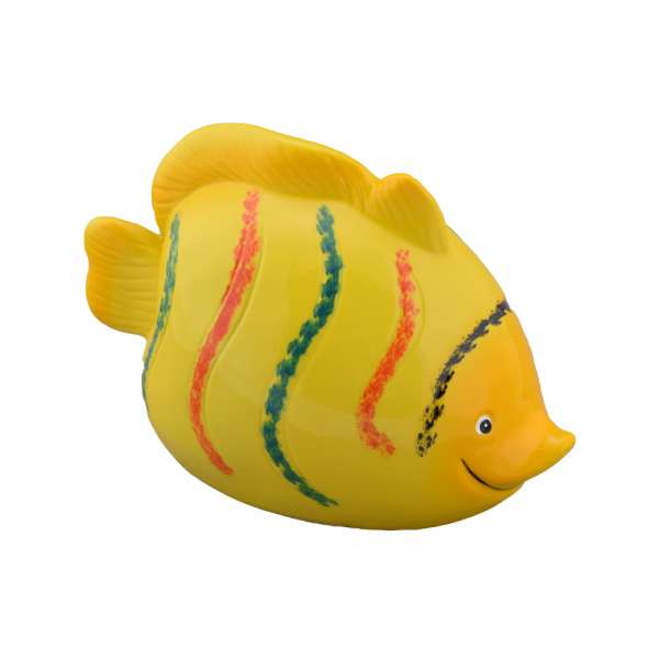 Скарбничка керамічна рибка 10х15х8 см жовта