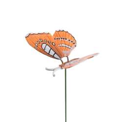 Декор для рослин на металевому стрижні метелик помаранчевий
