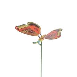 Декор для рослин на металевому стрижні метелик оранжево-коричневий