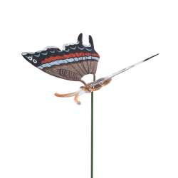 Декор для рослин на металевому стрижні метелик коричнево-блакитний