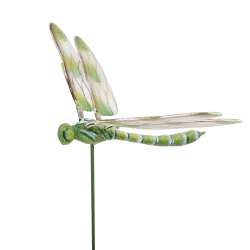 Декор для рослин на металевому стрижні бабка зелено-біла