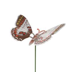 Декор для рослин на металевому стрижні метелик біло-коричневий
