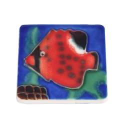 Магнит сувенирный керамика глазурь 6 х 6 см рыба красная