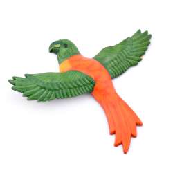 Магнит на холодильник Попугай 13х11см оранжевый с зелеными крыльями