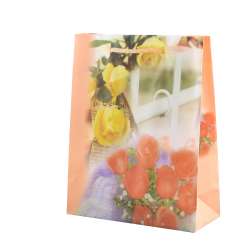 Пакет подарунковий 23х18х7,5 см з трояндами помаранчевий