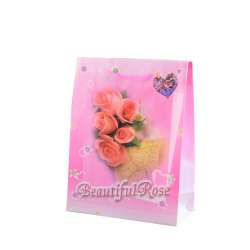 Пакет подарунковий 16х12х6 см з трояндами Beautiful Rose рожевий