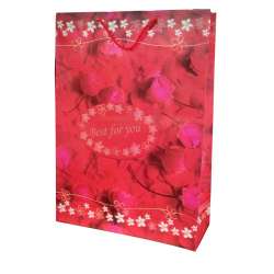 Пакет подарочный 45х33 см Best for you с лепестками и розами розовый