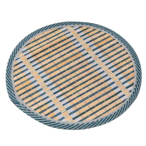 Підставка під гаряче бамбукова соломка кругла 18 см бежево-синя