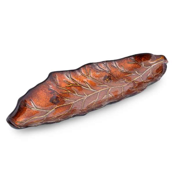 Салатник скляний лист 32,5х10,5х3 см коричневий