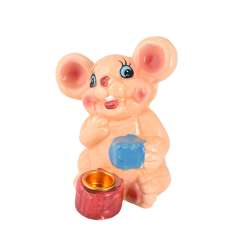 Фігурка свічник Мишка 8 см з подарунком бежева