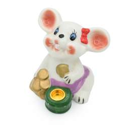 Фігурка свічник Мишка 8 смз монетками біла