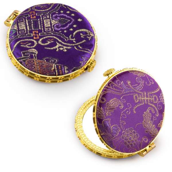Дзеркало косметичне кругле в китайському стилі 8см фіолетове